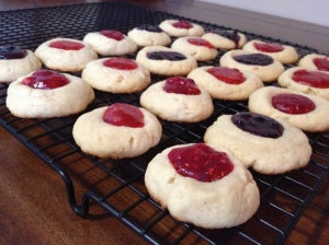 Thumbprint cookies, made with all three kinds of jam 